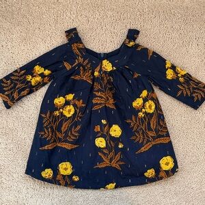 12-18 Month Pink Chicken Navy and Yellow Floral Dress. Previously loved.